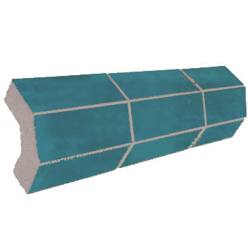Mosaic House Moroccan tile Mosaic Corner Bullnose 28 Teal  solid zellige, mosaic, zellij, bullnose, trim, glaze 