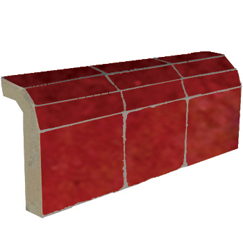 Mosaic House Moroccan tile Mosaic Flat Bullnose 7 Red  solid zellige, mosaic, zellij, bullnose, trim, glaze 