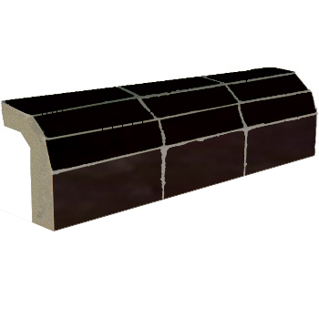 Mosaic House Moroccan tile Mosaic Flat Bullnose K 6 Black  solid zellige, mosaic, zellij, bullnose, trim, glaze 
