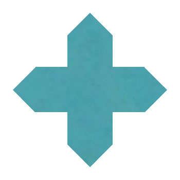Mosaic House Moroccan tile Tanger Loose 23 Cross Turquoise  solid zellige, mosaic, zellij, loose, size, glaze 