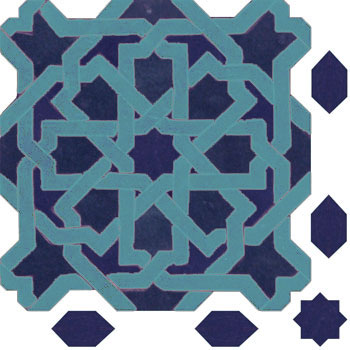 Mosaic House Moroccan tile Metam SM Custom 13-15 Light Turquoise Cobalt Blue  zellige, mosaic, zellij, field, pattern, glaze 
