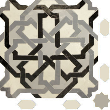 Mosaic House Moroccan tile Metam LG 1-6-25-27 White Black Light Gray Dark Gray  zellige, mosaic, zellij, field, pattern, glaze 