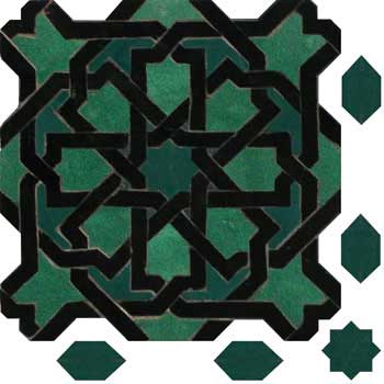 Mosaic House Moroccan tile Metam SM 10-24-6 Green Sea Green Black  zellige, mosaic, zellij, field, pattern, glaze 