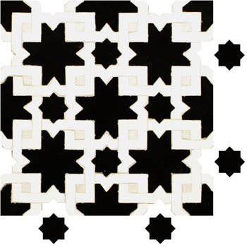 Mosaic House Moroccan tile Mogador SM 6-26-1 Black Polar White White  zellige, mosaic, zellij, field, pattern, glaze 