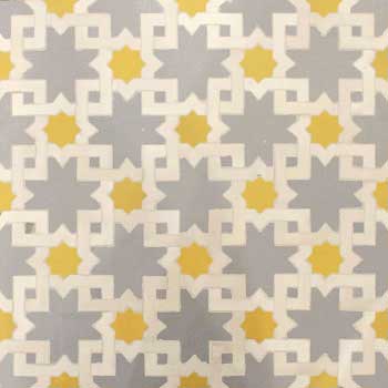 Mosaic House Moroccan tile Mogador 25-1-18 Light Gray White Yellow  zellige, mosaic, zellij, field, pattern, glaze 