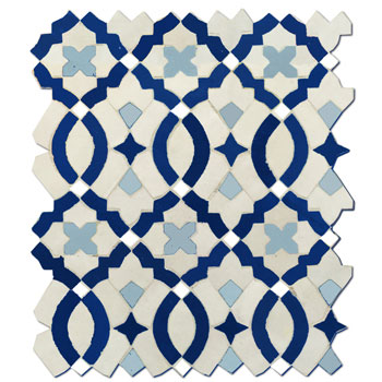 Mosaic House Moroccan tile Mopra 1-15-17-26 White Cobalt Blue Sky blue Polar White  zellige, mosaic, zellij, field, pattern, glaze 