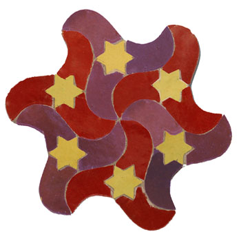 Mosaic House Moroccan tile RafRaf 7-9-18 Custom Fireplace Surround Red Purple Yellow  zellige, mosaic, zellij, field, pattern, glaze 
