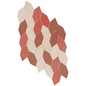 Mosaic House Moroccan tile Saft Leaves 1-4-21 White Rust Pink  zellige, mosaic, zellij, field, pattern, glaze 