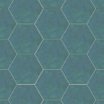 Mosaic House Moroccan tile SATA C 28 Board Teal  solid zellige, mosaic, zellij, loose, size, glaze, simple, hexagonal 