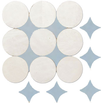 Mosaic House Moroccan tile Soho L 1-17 White Sky blue  zellige, mosaic, zellij, field, pattern, glaze 