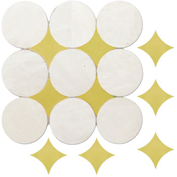 Mosaic House Moroccan tile Soho S 1-18 White Yellow  zellige, mosaic, zellij, field, pattern, glaze 