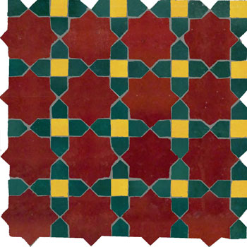 Mosaic House Moroccan tile Tanger C 7-18-24 Red Yellow Sea Green  zellige, mosaic, zellij, field, pattern, glaze 