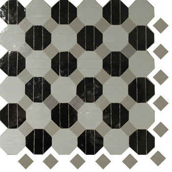 Mosaic House Moroccan tile Trapez 25-27-6 Light Gray Dark Gray Black  zellige, mosaic, zellij, field, pattern, glaze 