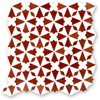 Mosaic House Moroccan tile Trocadero M 7-26 Red Polar White  zellige, mosaic, zellij, field, pattern, glaze 