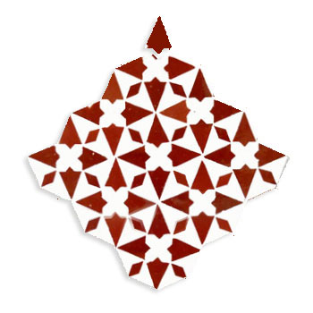 Mosaic House Moroccan tile Trocadero 7-26 Red Polar White  zellige, mosaic, zellij, field, pattern, glaze 